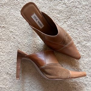 Steve Madden leather high heel mules